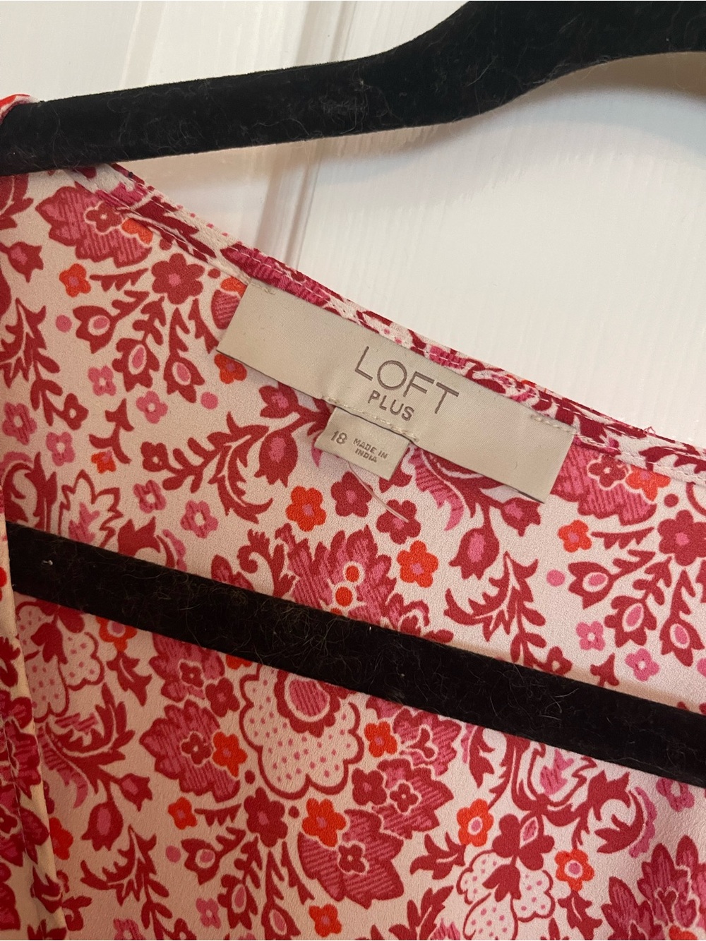 LOFT Red Floral Wrap Blouse - Picture 2 of 5